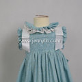 baby smocked ruffle blue floral girls dress